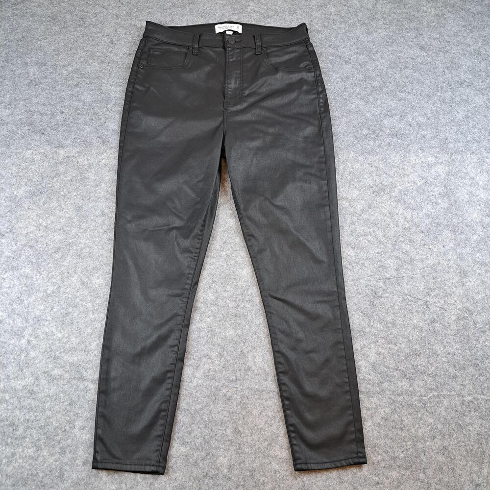 Abercrombie Fitch Pants Womens 12 Black Super Skinny Waxed High Rise Curve Love